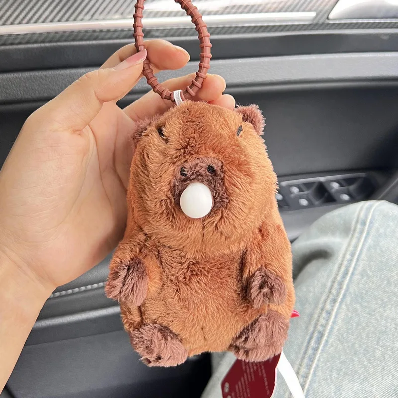 Cartoon Cute Squeeze Spit Bubble Capybara Plush Doll Keychain Pendant Creative Fun Kids Decompress Toys Pinch Music Fidget Toys