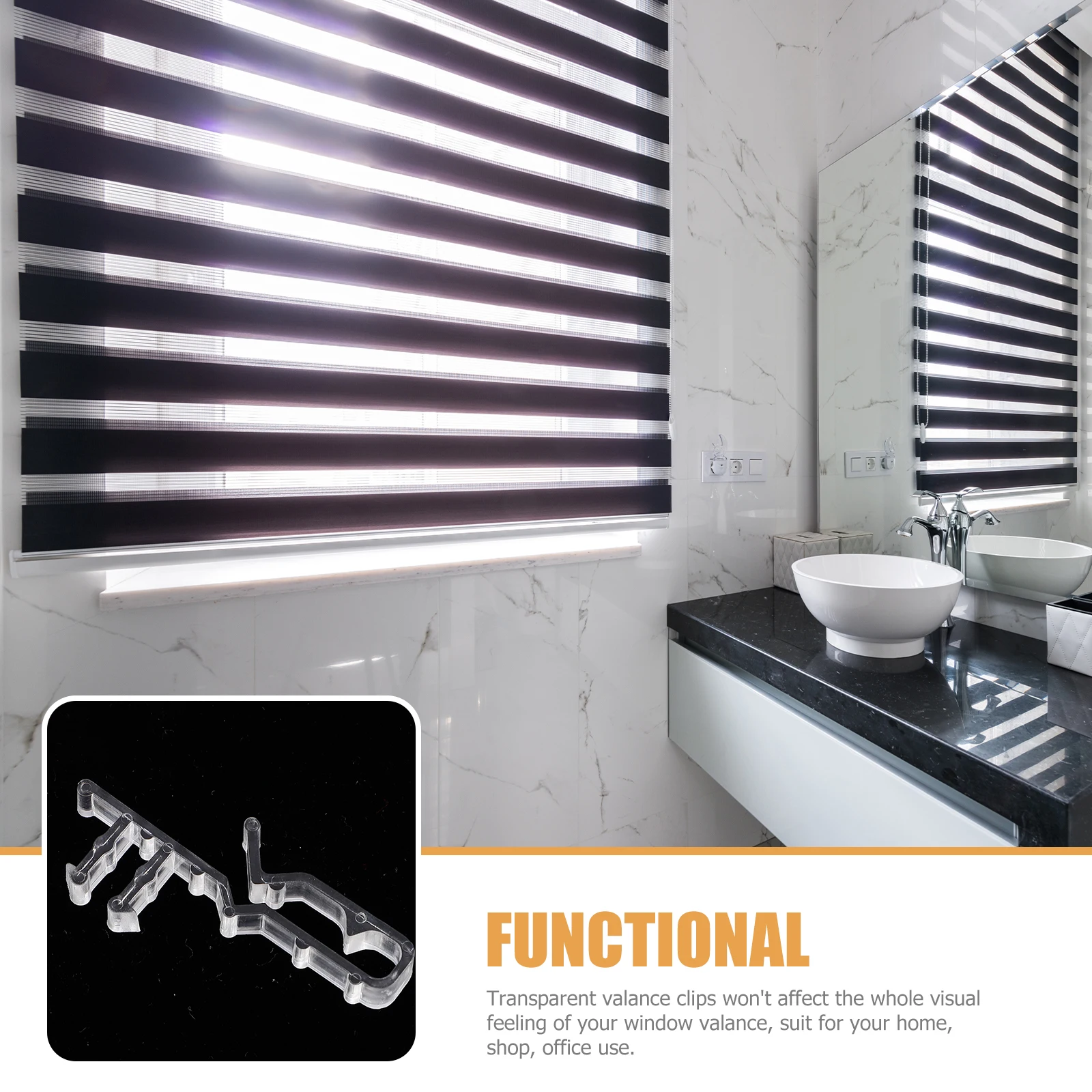 

12pcs Curtain Clips 1-7/8 Inch Transparent Plastic Hidden Slot Valance Blinds Replacement Parts Fits Various Rooms Lightweight