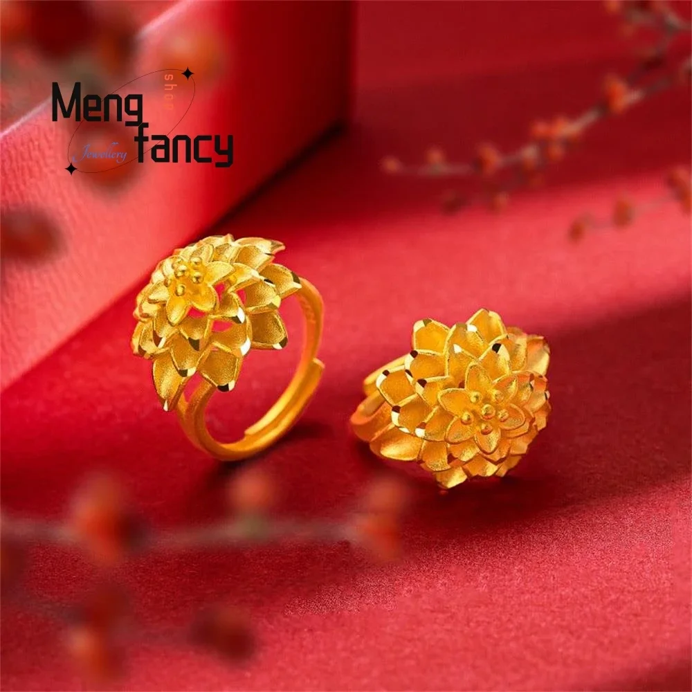 

Vietnam Placer Gold Thorn Flower Engagement Ring Retro Charms Fashion Luxury Couple Eternity Jewelry Women Promise Holiday Gifts