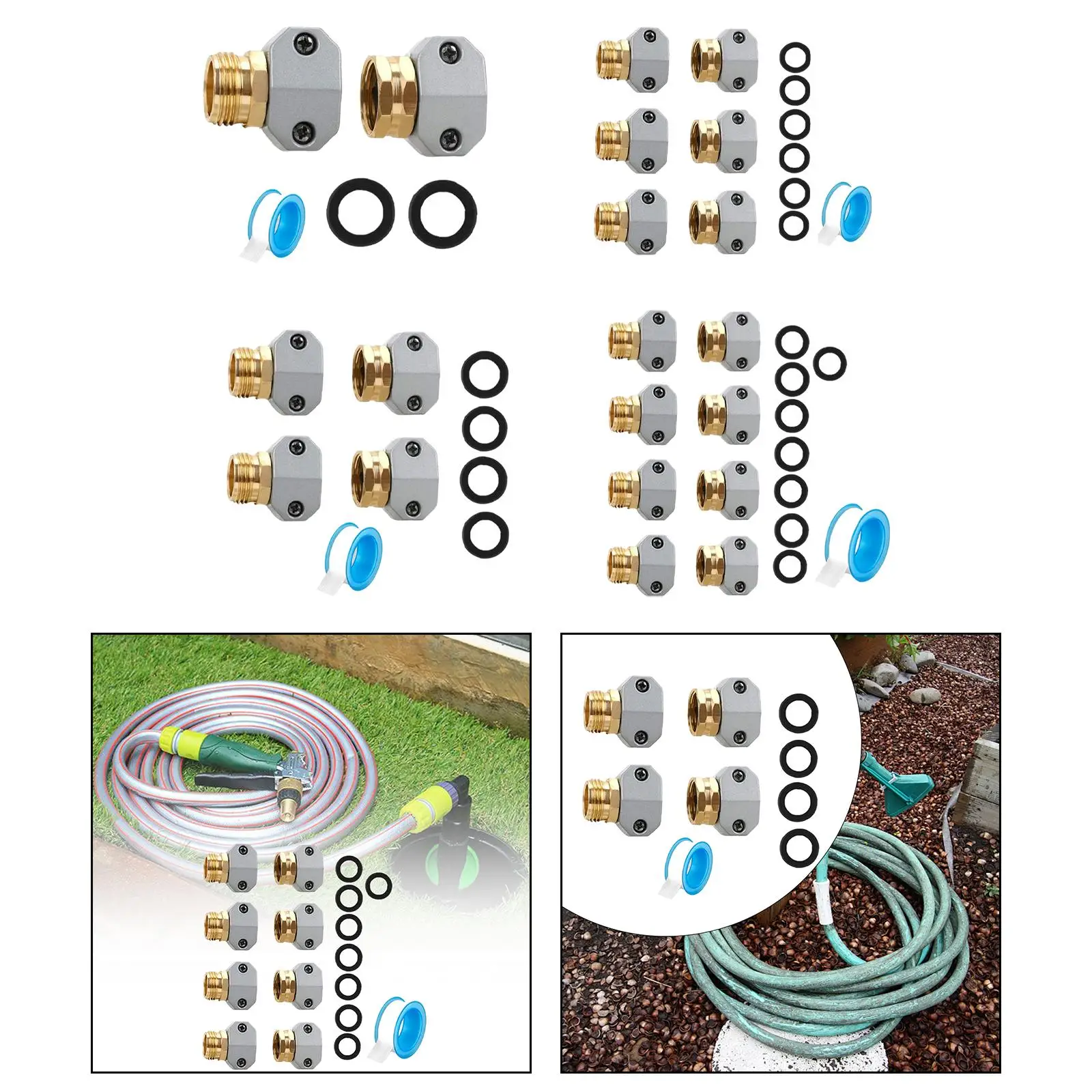 정원 호스 수리 세트, 정원 호스 수리 피팅, 암수, 쉬운 설치, 워터 호스 엔드 수리 커넥터