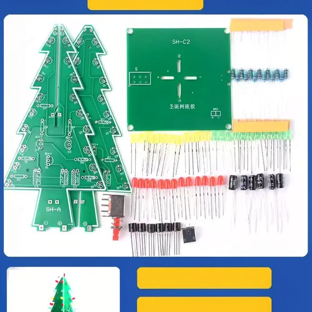 DIY Christmas Tree Kit Electronic Soldering Practice Colorful LED Light Project Desktop Decoration Craft Set