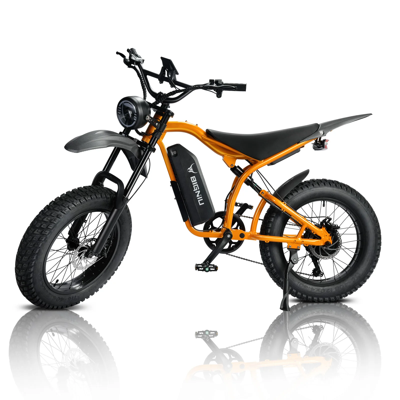 BIGNIU 749W Adult Electric Bike Peak Range Of 30+ Miles - Maximum Speed Of 27.9MPH 48V 15A Battery, Full Suspension, 7-speed All Terrain 20Inch X4.5 Inch Fat Tire Ebike, LED Display Screen image 2