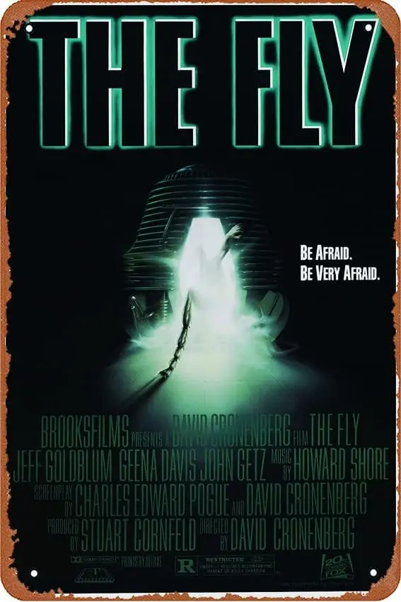 The Fly Movie – Klassisches Vintage-Poster aus den 80er Jahren, Metall-Blechschild; Vintage Retro Wanddekoration aus Aluminium