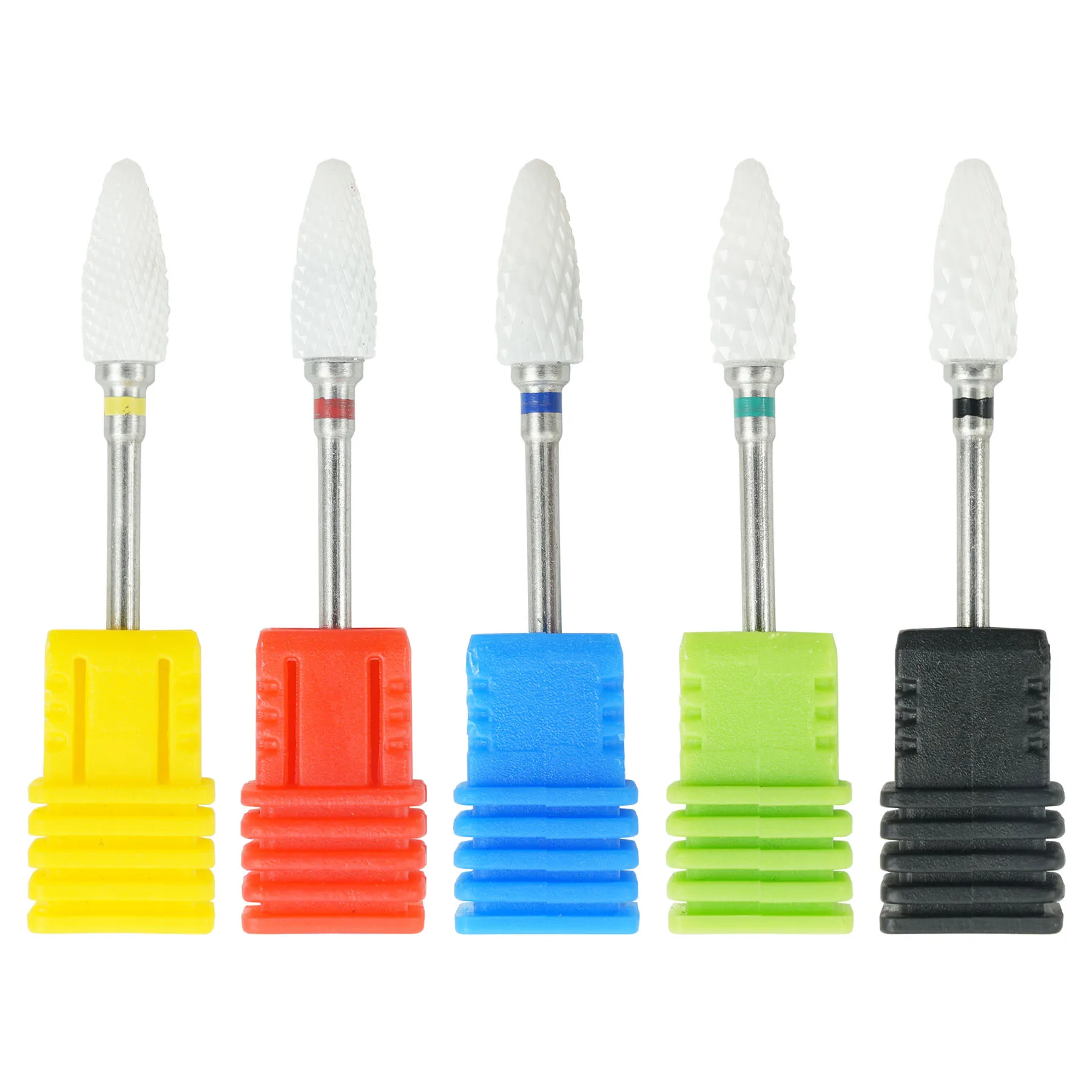 1/5Pcs Ceramic Bullet-Shaped Nail Drill Bit Rotate Burr Milling Nail Cutter Bits Electric Drill Machine For Manicure Pedicure