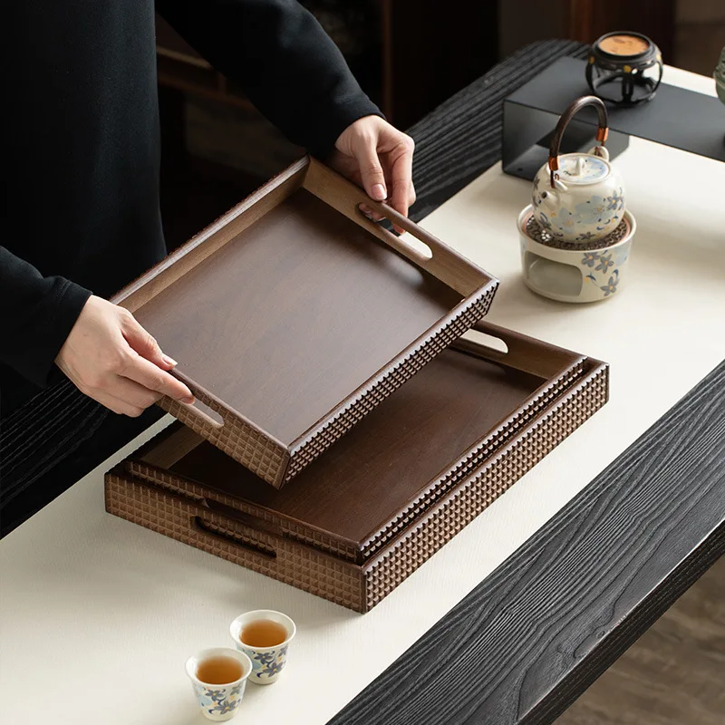 Creative Rectangular Walnut Storage Tray Home Tea Tray Living Room Miscellaneous Items Candy Storage Tray Countertop Decoration