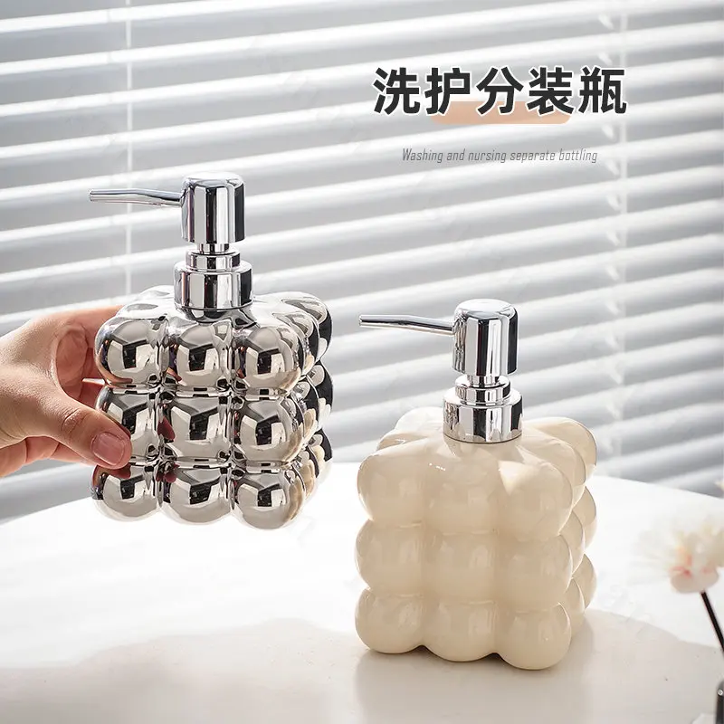 Creative Bubble Shaped Ceramic Shampoo Bottle Northern Europe Kitchen Bathroom Accessories Shower Gel Dispenser Soap Bottle