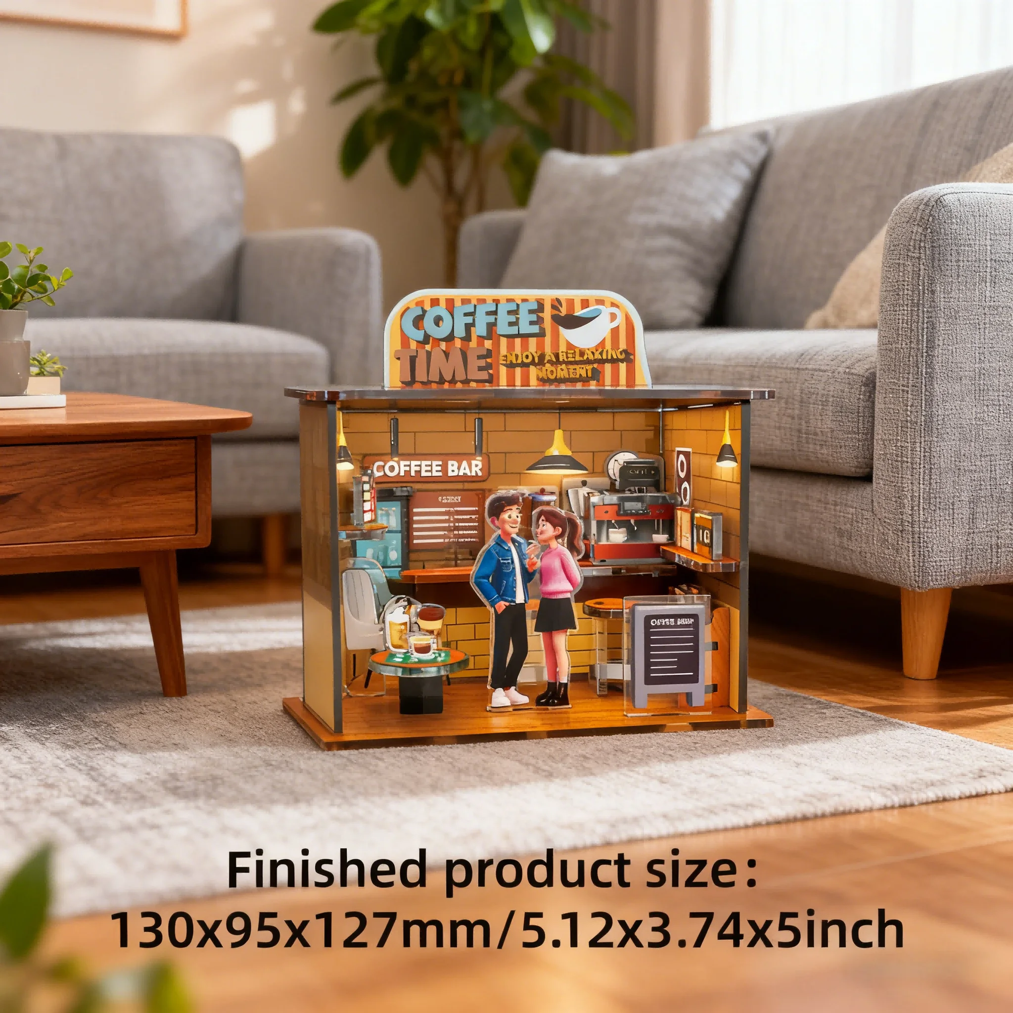 Zestawy modelarskie akrylowe Kawiarnia dla dorosłych, eleganckie puzzle 3D DIY do dekoracji biurka w domu, wyjątkowy kreatywny prezent na urodziny