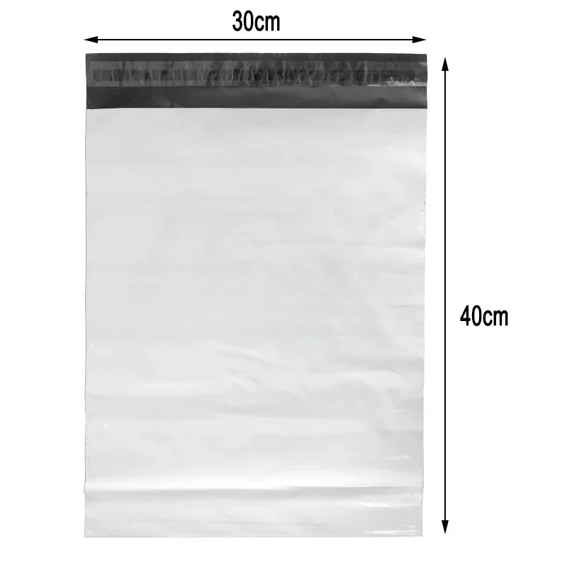 Poli branco Envelopes Courier Bag, sacos de armazenamento expresso Envelope, selo auto-adesivo, malote plástico PE, embalagem Mailing Bags, 100Pcs