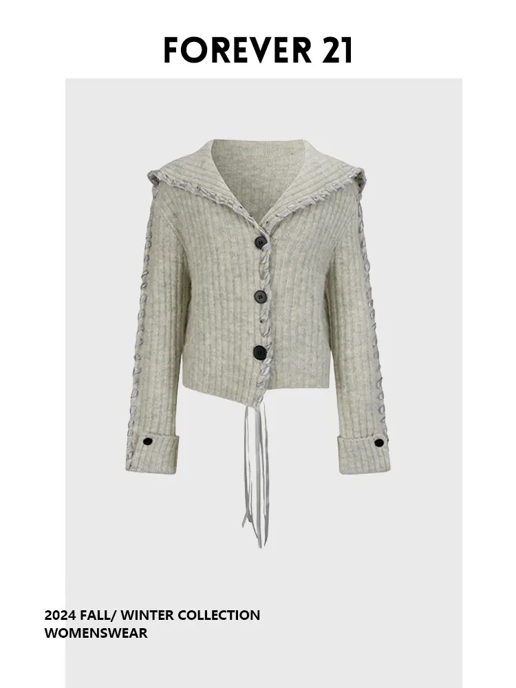 

Вязаный кардиган Forever 2 Design Sense с большим воротником, свободный свитер, верхняя одежда, длинный рукав, для повседневной носки, приталенный крой