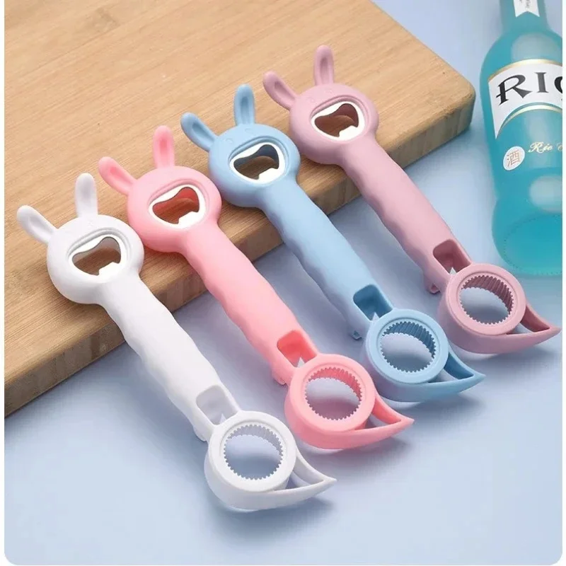 1-4PCS 4 In 1 Beer Bottle Opener Multi-purpose Beverage Jar Can Bottle Opener Plastic Corkscrew Dining Bar Gadgets Kitchen Tool