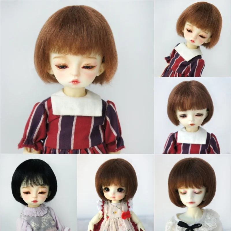 JD483 Korte Bob Cut Mohair Pop Pruik 16-18 cm 6-7 inch 1/6 Schaal YOSD BJD accessoires voor Miniatuur Poppen