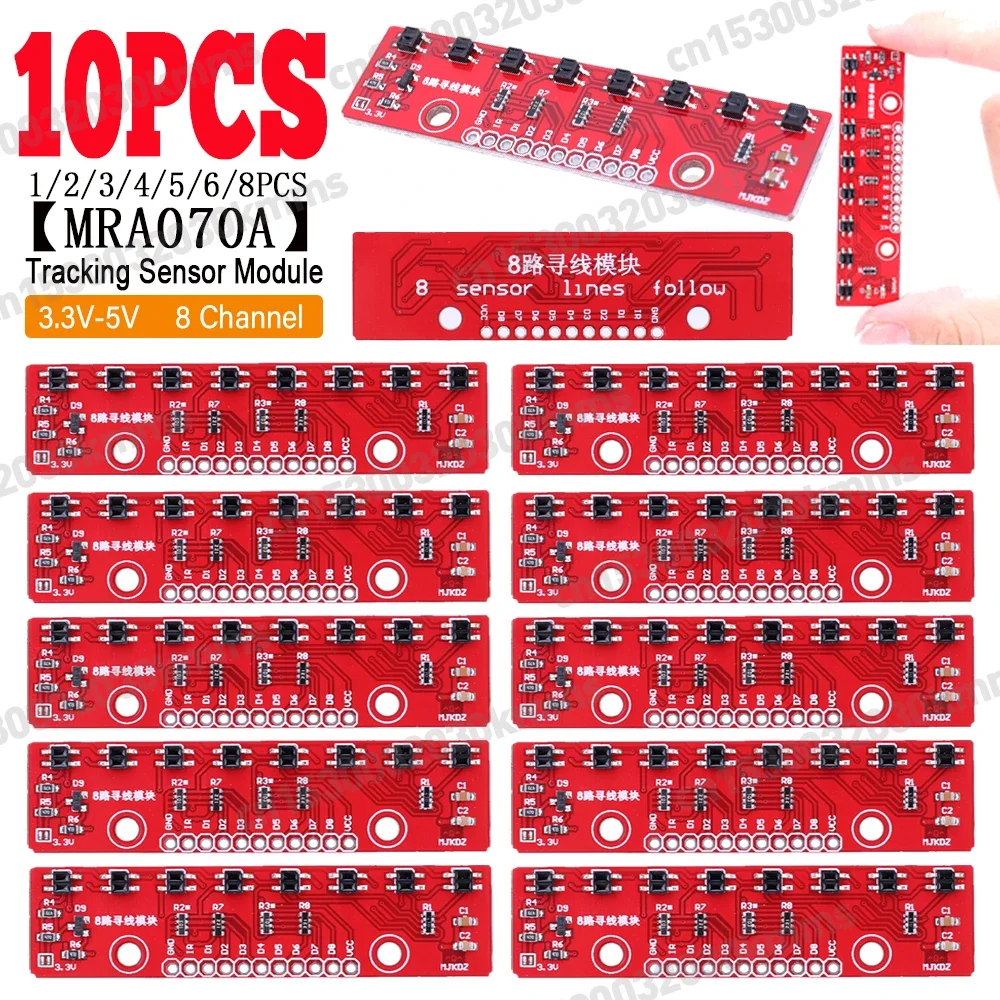 10-1PCS 3.3V-5V Line Follower Infrared Detection Sensor 8 Channel 8Bit Detector Hunt Board PCB Infrared Detection Module Board