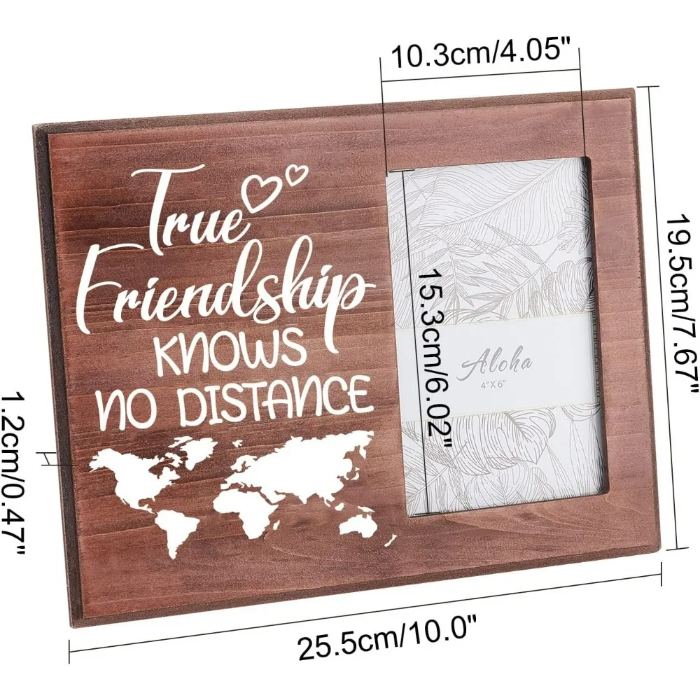 True Friendship Knows No Distance Picture Frame 4x6 inch Long Distance Friendship Gifts Frames Friends Memories Picture Frame