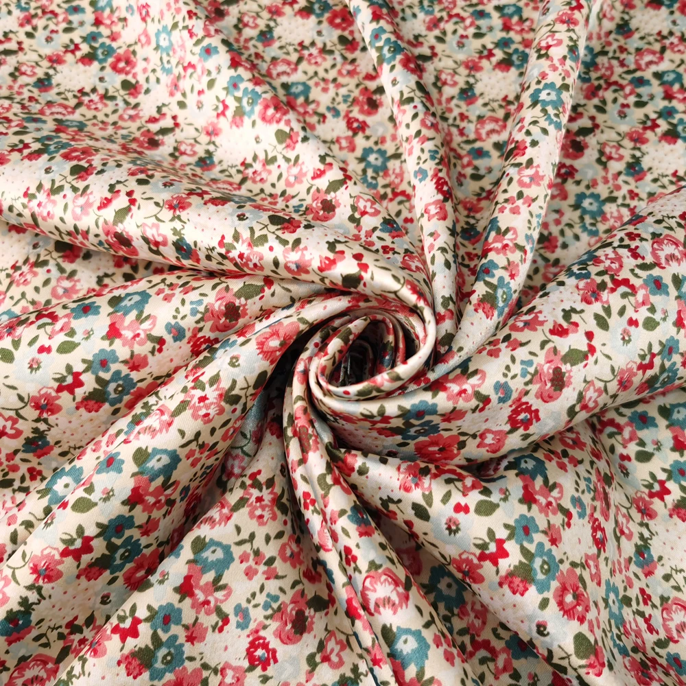 1 meter X 1.48 meter Retro Floral Satin Fabric Soft Scarf Material Lining