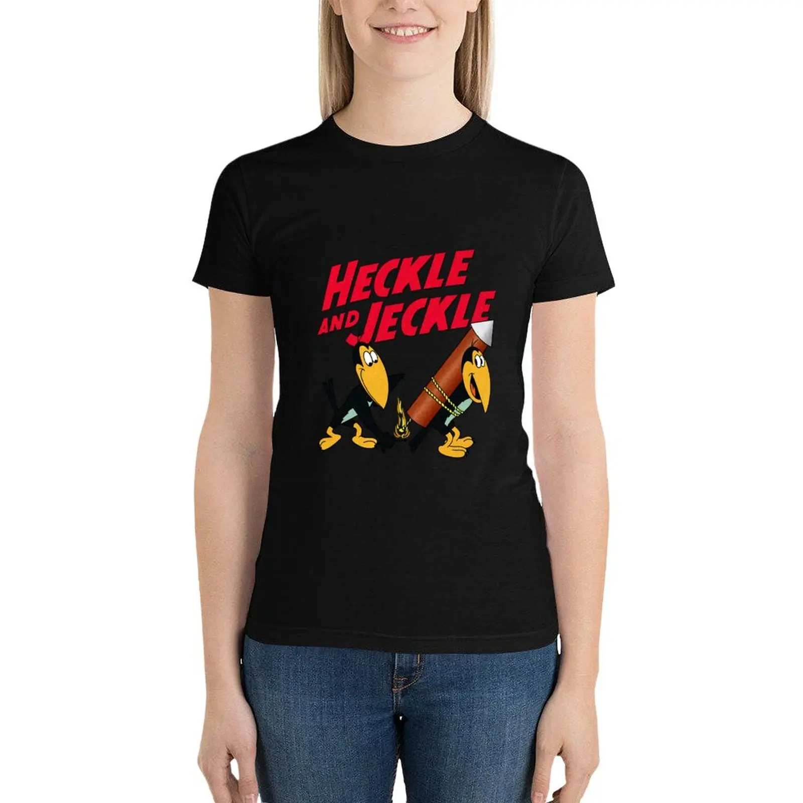 

Heckle and Jeckle Cartoon Magpie Characters and Logotype from The 50s T-Shirt female cute tops Women's t-shirt