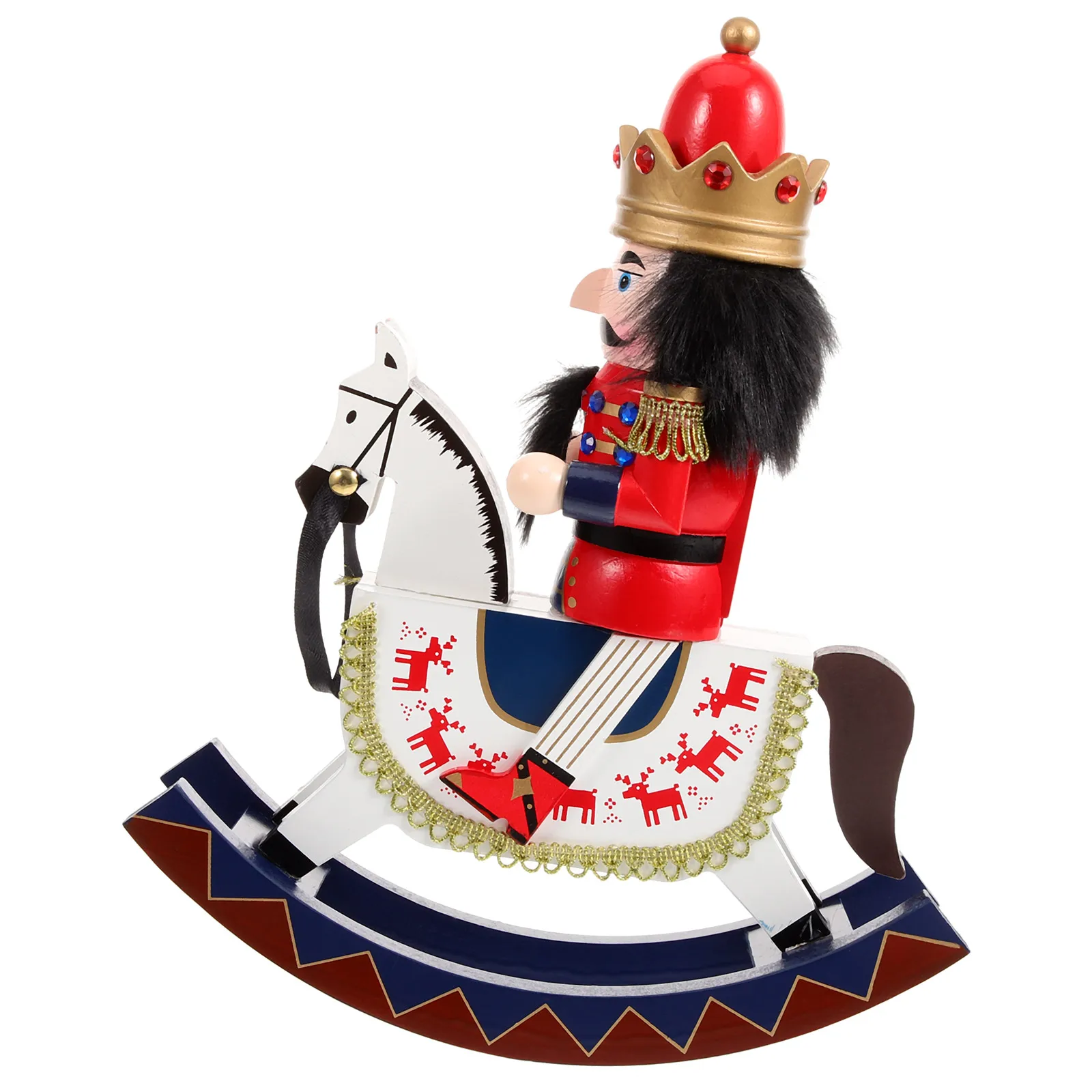 

Wooden Nutcracker Figure Christmas Decoration with Horse Intricate Craftsmanship Home Office Desktop Ornament Xmas Decor