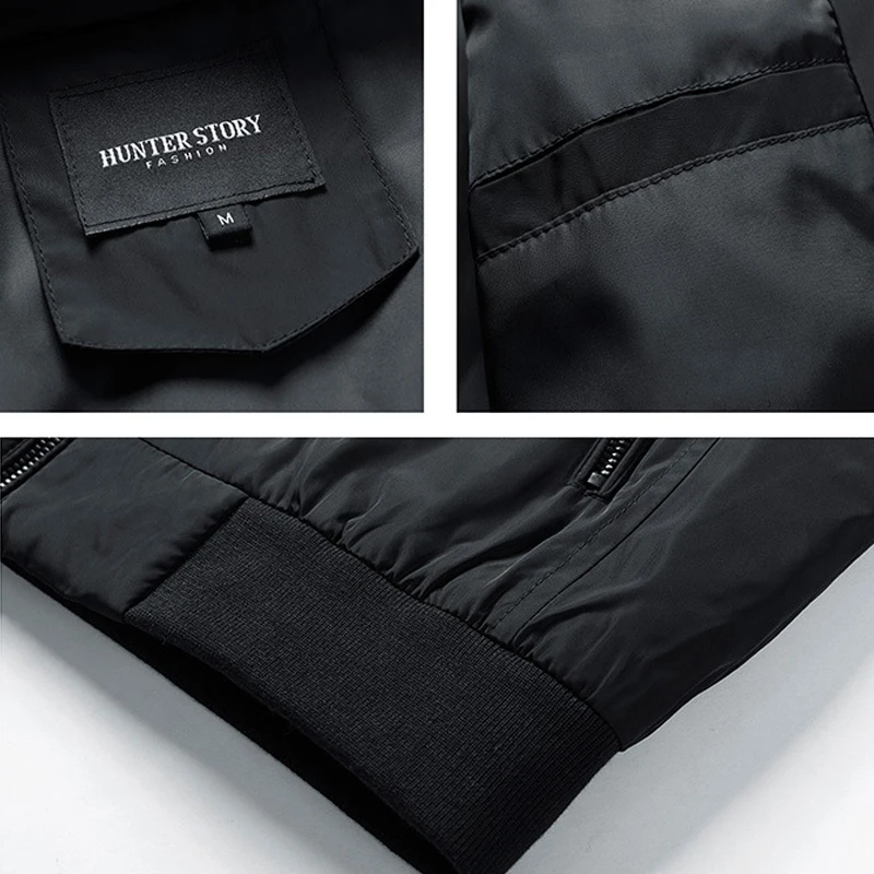 Casual Jacket Men Hooded Coat Spring Autumn Jackets Coats Solid Color Black Windbreaker Slim Fit Outdoor Outerwear Male