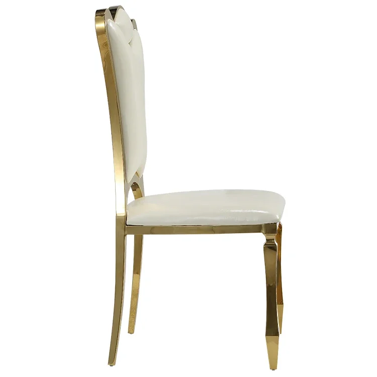 كراسي ذهبية اللون كراسي طعام من الفولاذ المقاوم للصدأ لاستقبال الزفاف #3