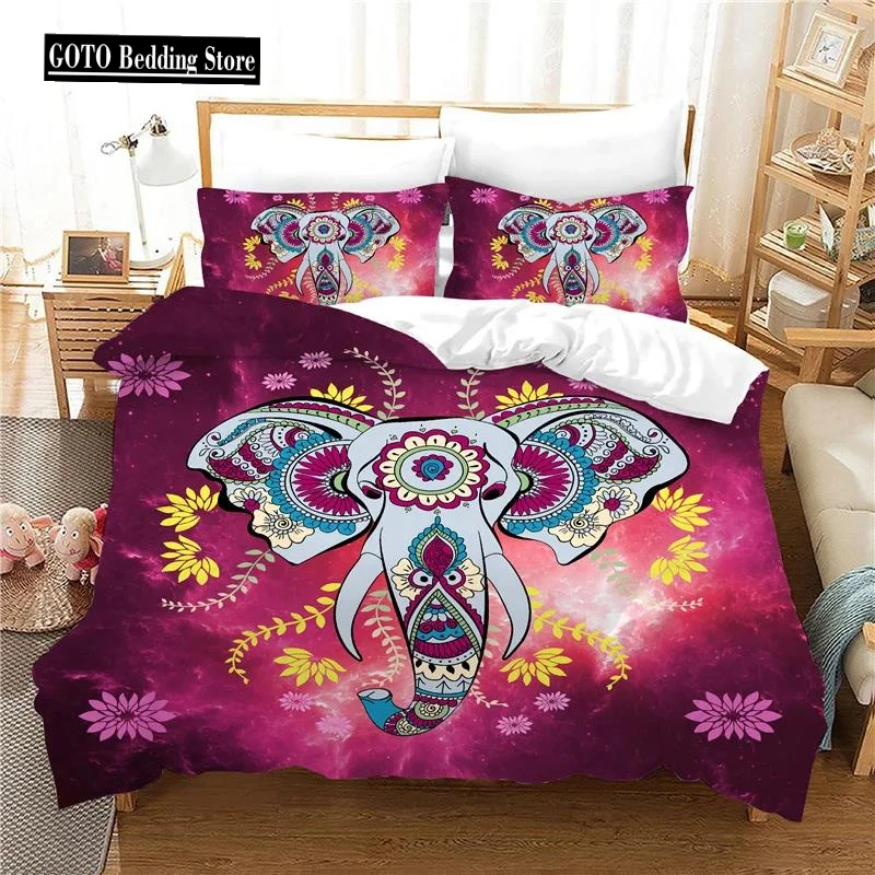 

Boho Bedclothes Dreamcatcher Bedding Set Polyester Duvet Cover Pillowcases Home Textile Indian Elephant Quilt Cover Set King