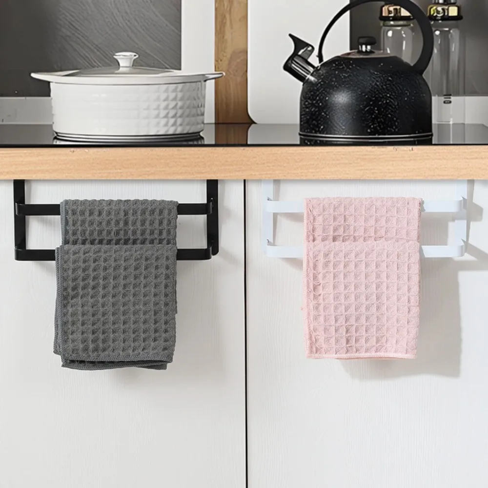 

Hanging Cabinet Door Towel Rack Rust-resistant 2 Layer Towel Bar No Drilling Space-Saving Kitchen Towel Holder Bathroom