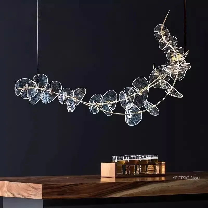 

Postmodern New Atmosphere Restaurant Light Nordic Simple Creative Dining Table Bar Art Glass Pendant Light