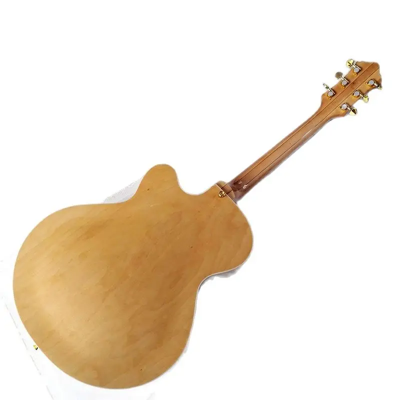 Maple Hollow Electric Guitar in Wood Color, Double F Hole, Gold Accessories, Rose Wood String Bridge, Can Be Customized