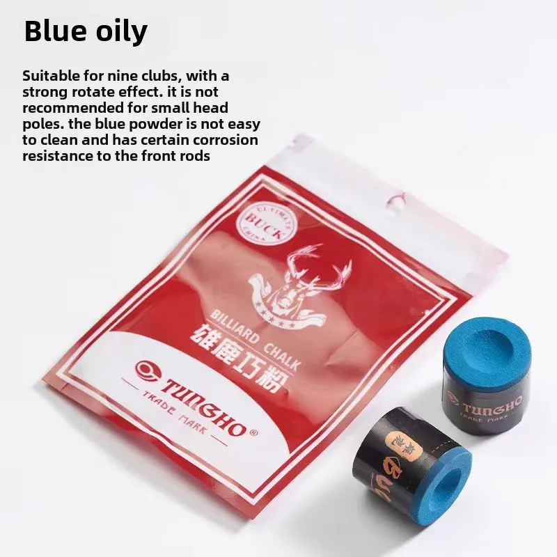 Two Sets 1 Bag Premium BUCK Brand Billiard Accessories (Cue Chalk)-Model B8-CK-001 Pool/Snooker Colors Blue/Green/Red Colorful