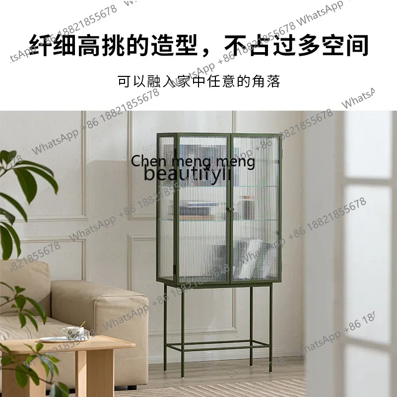 

B7304 ss Light Storage Cabinet Locker High Cabinet Wine Cabinet Collection Bookcase Modern Minimalist Tempered Glass