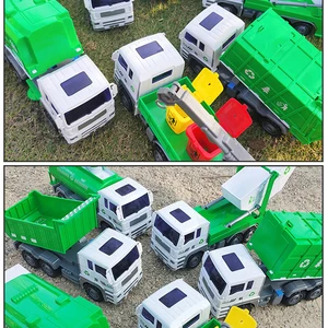 مجموعة لعبة شاحنة القمامة المقاومة للسقوط للأطفال يوم التعليم الهندسي المقاوم للسقوط أعلى 8 شاحنات لجمع القمامة الكبيرة - رقم 6