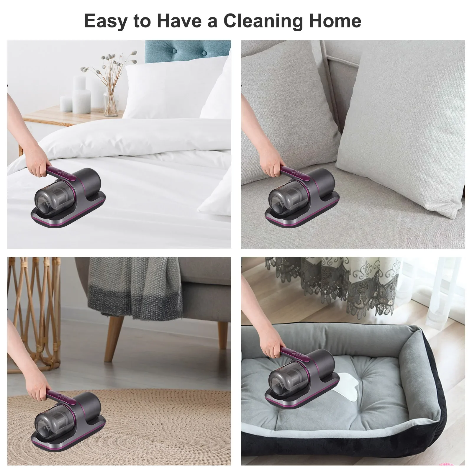 100W Mattress Vacuum Cleaner Handheld Cordless UV Bed Vacuum Cleaner Built-in Battery  Cleaning Mattress Bed Pillows Clothes