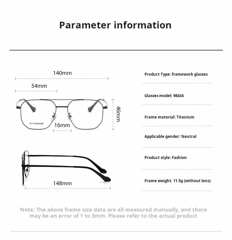 OLLYMURS Fashion Pilot Double Bridget Glasses Titanium Alloy Ultralight Trendy MenOptical Prescription Eyeglasses Frame Women