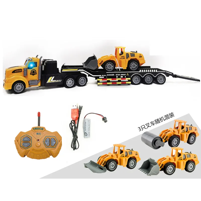 Toy RC Truck Trailer Multi-Function Vehicle Remote Control Car Bulldozer Platform Auto Tail Board Electronic Hobby Toys Boy Gift