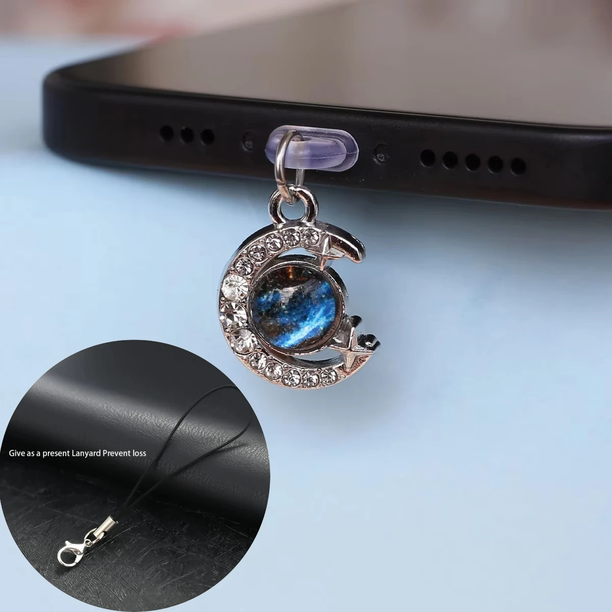 Weltraum-Themen-Stern- und Mond-Glitzer-Diamant-Telefonstaubschutz, Schnittstellenschutz-Sternenhimmel-Dekorationszubehör, Mehrfach-Schnittstellenschutz