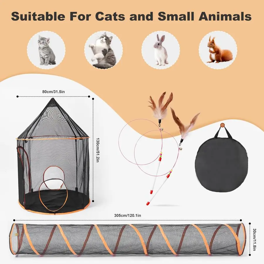 고양이 야외 활동장 터널 대형 애완동물 텐트 실내외 겸용 캐슬 플레이펜, 강아지, 고양이, 새끼 고양이, 토끼를 위한 휴대용 놀이집