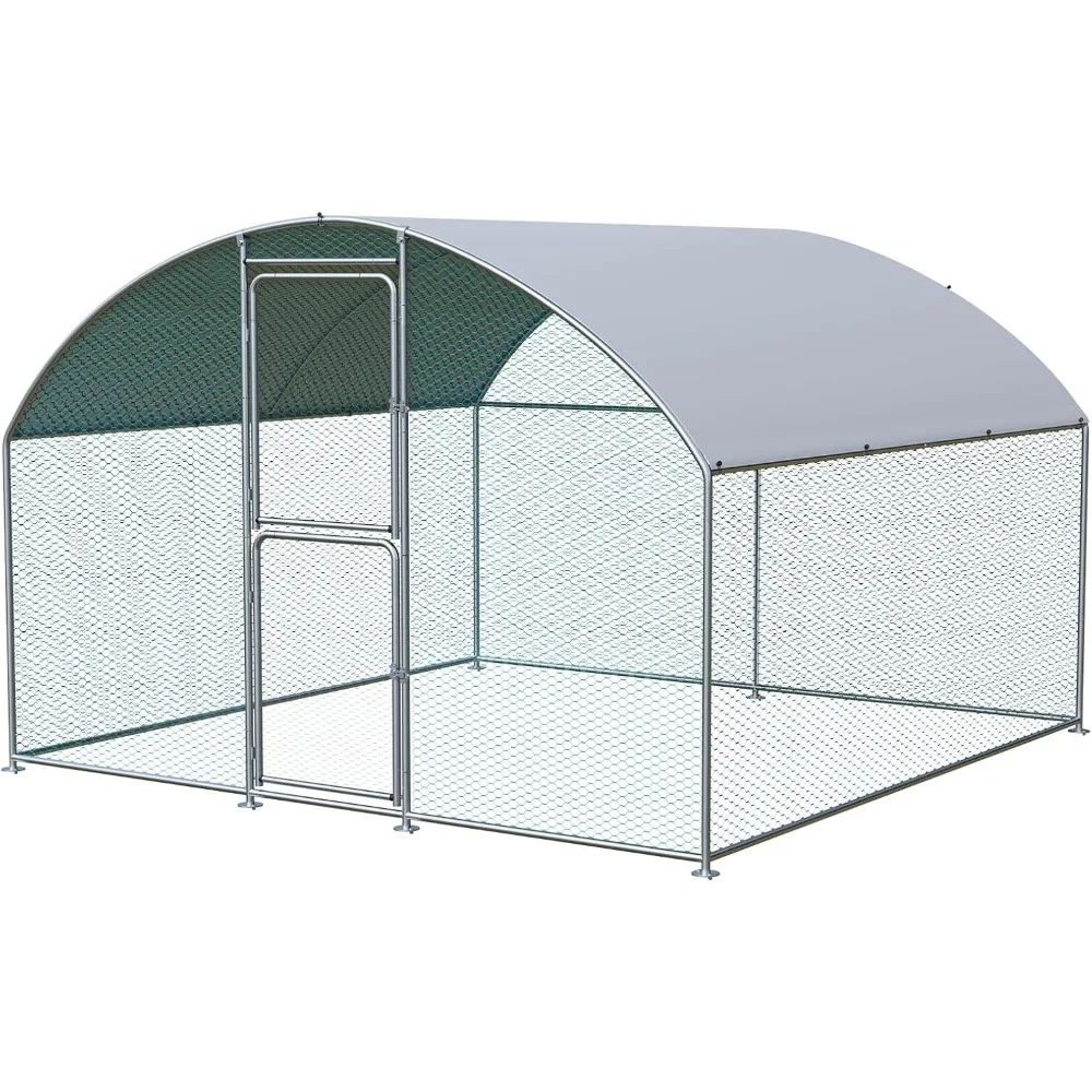 

Large Chicken Coop, Dome Roof Chicken Coops for 10 Chickens, Chicken Run for Yard with Water Poof & UV Resistance Cover