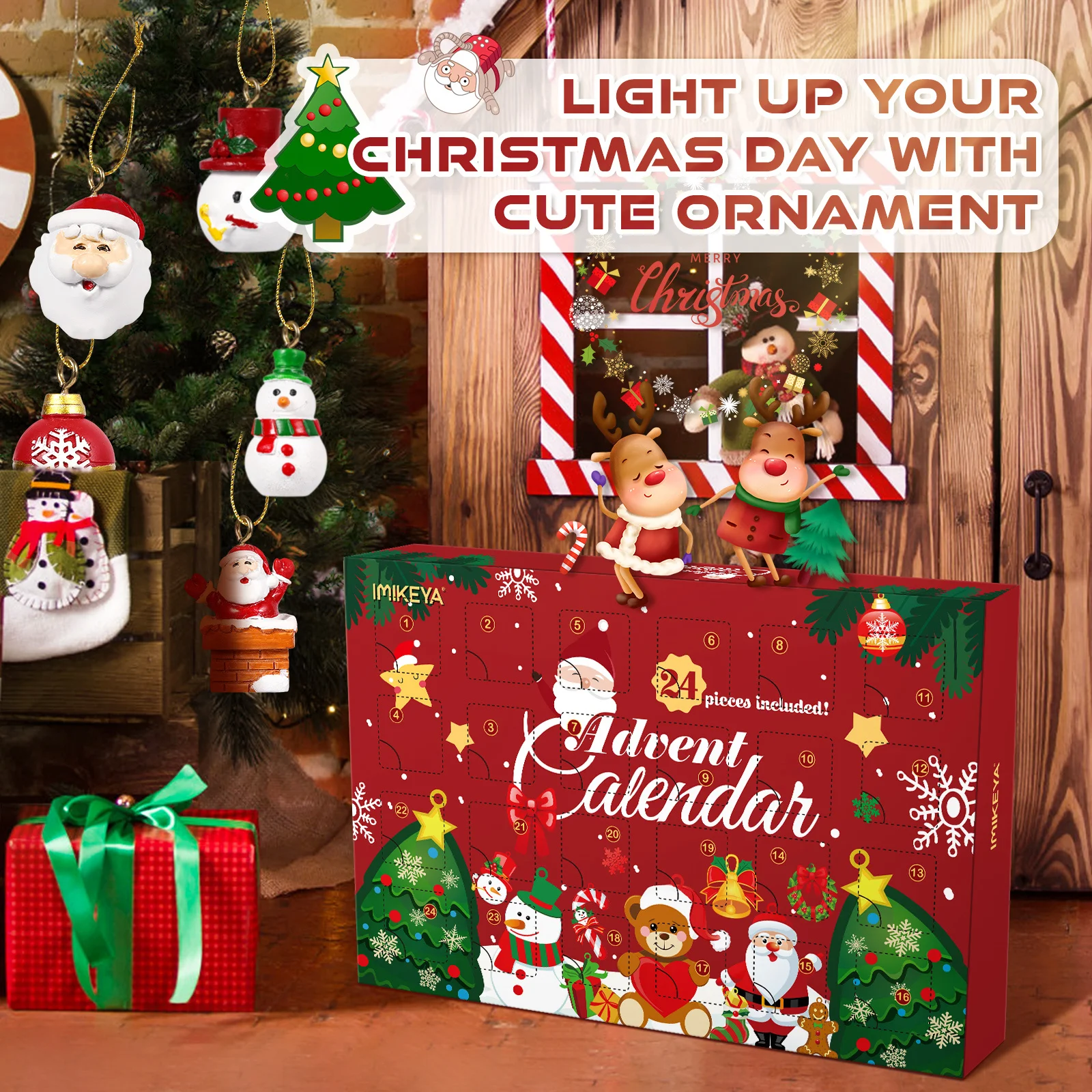 

24pcs Resin Christmas Ornaments Mini Hanging Charms Kids Advent Calendar Tree Decor Holiday Gift Xmas Countdown Party Decoration