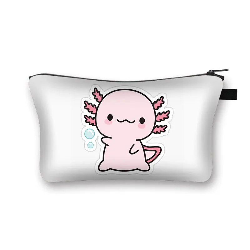 Cute Animal Sea Otters Axolotl / Ferret Pattern Cosmetic Bag Women Makeup Bags Zipper Cosmetic Cases Girl's Lipstick Holder Gift