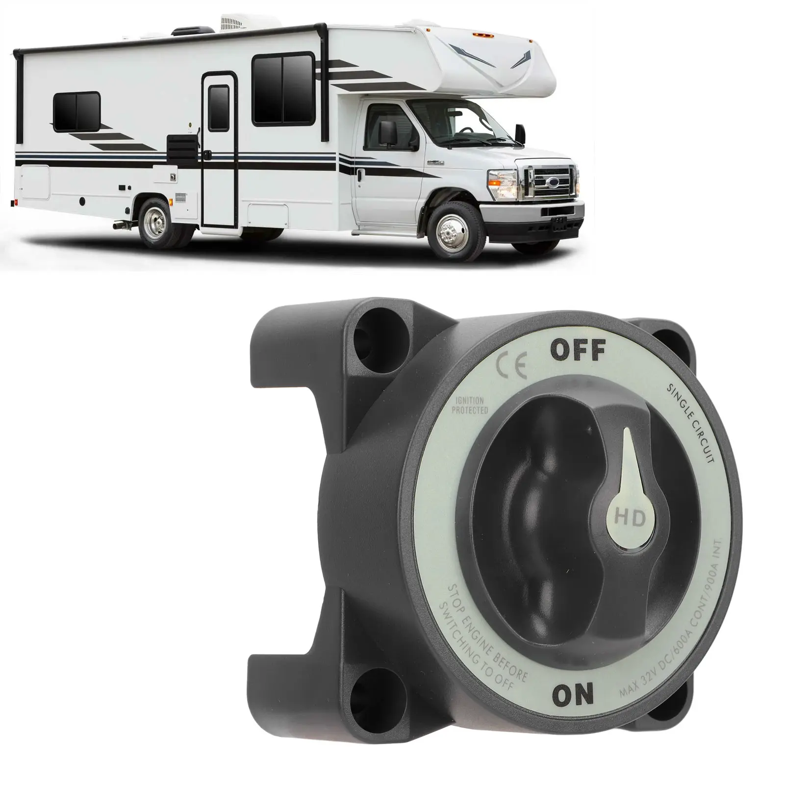 

Выключатель аккумулятора 600A IP66 Водонепроницаемый морской аккумуляторный выключатель ВКЛ. ВЫКЛ. Изолятор аккумулятора для лодки на колесах