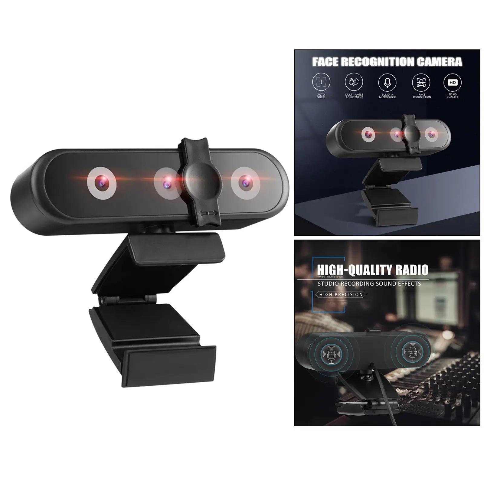 

Бинокулярная веб-камера с автофокусом QHD Веб-камера 2 микрофона 120 ° Вид для конференций