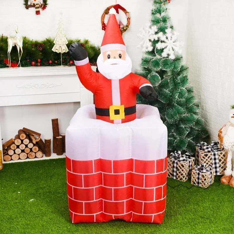 

Christmas Inflatable Chimney with POP-UP Santa Claus Blow Up Yard Decorations Outdoor Indoor Holiday Party Decor