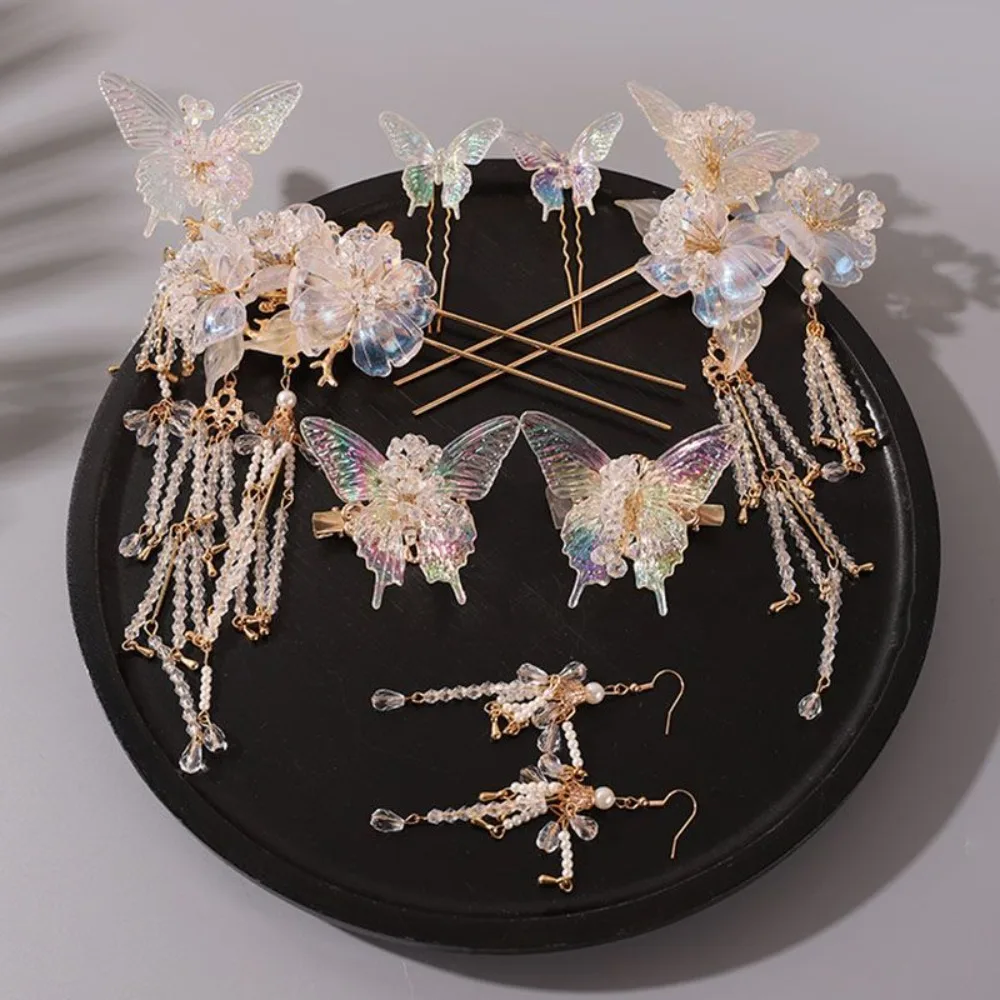 

Fairy Ancient Chinese Hanfu Butterfly Hair Accessories Set Vintage Tassel Step Shake Hairpin New Chinese Style Full Headwear