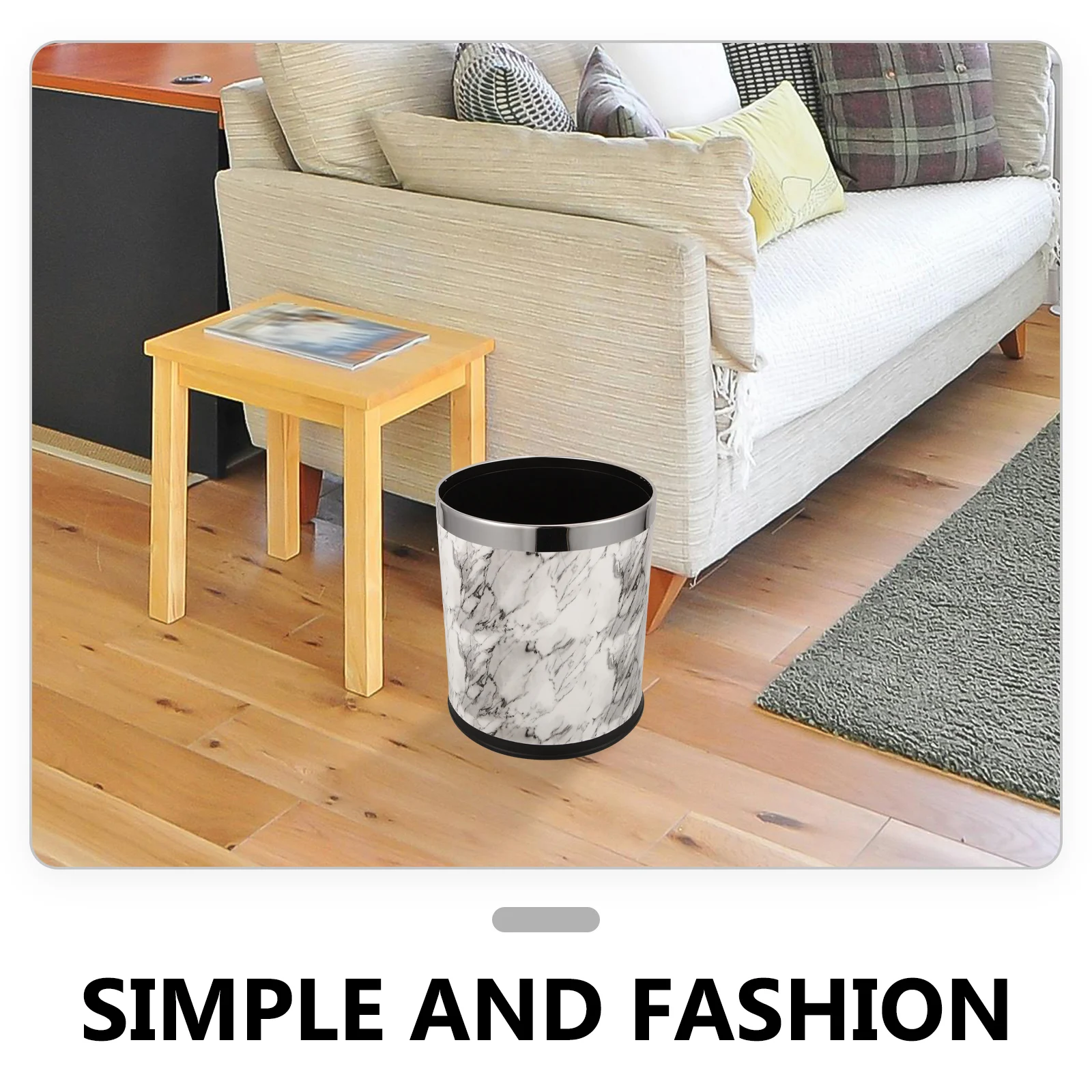 

Simulated Marble Trash Can Garbage Container for Bathroom Pattern Waste Bedroom Double Layer