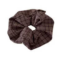 Korean plaid retro large hair band tied ponytail rope scrunchies accessories for women girl elastic vintage leading fashion kpop 5