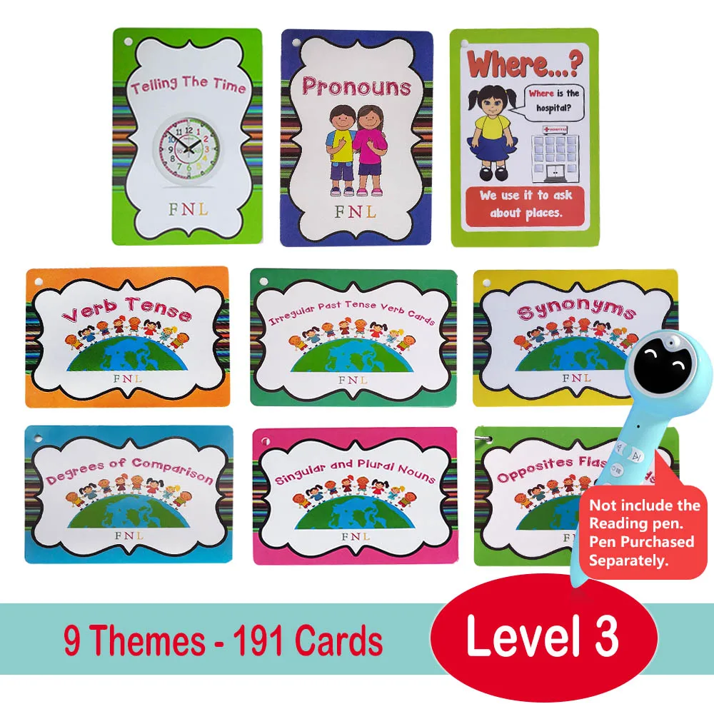 Level 1-3 Set Cards Toddler Learn English Words Card Children Educational Toys for Kids Early Learning Toy Montessori Materials