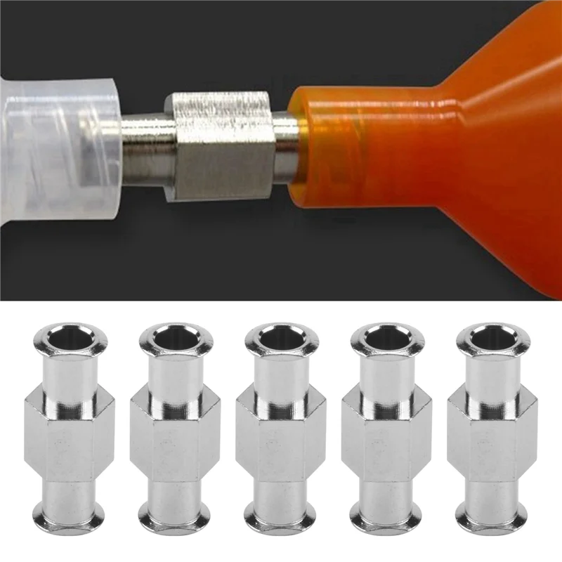 

【Flash-Deal!】10Pcs Coupler Luer Syringe Connector Metal Double Joints Luer Lock Adapter Coupler For Pneumatic Parts