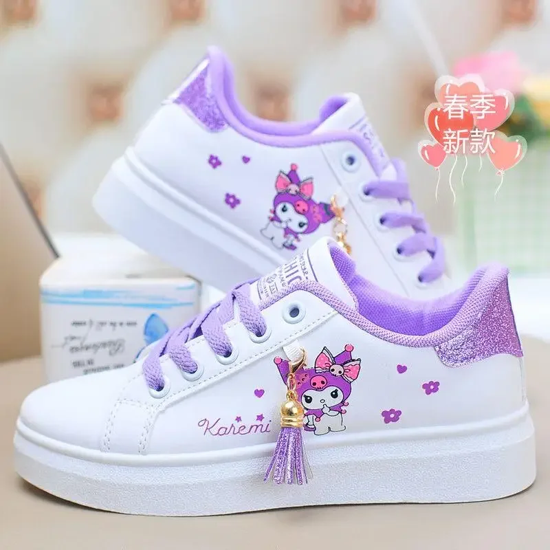 girl Little white shoes Hot Sanrio Kuromi  girl Hello Kitty kawaii children sneakers Casual shoes Cartoon gift New product