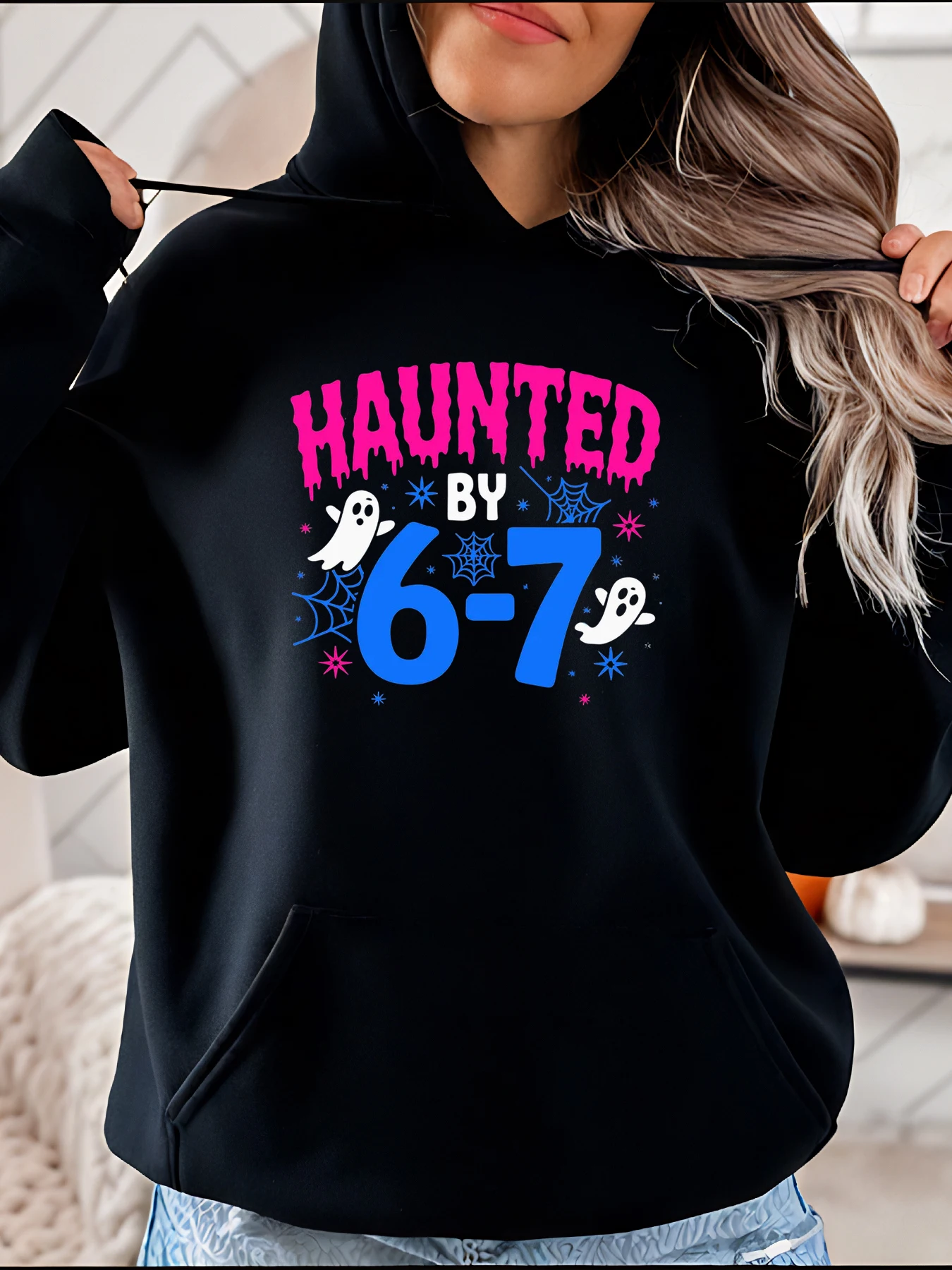 

Женская повседневная толстовка с принтом призраков на Хэллоуин от 6 до 6-7 лет, жуткий дизайн для праздничного костюма, наряд