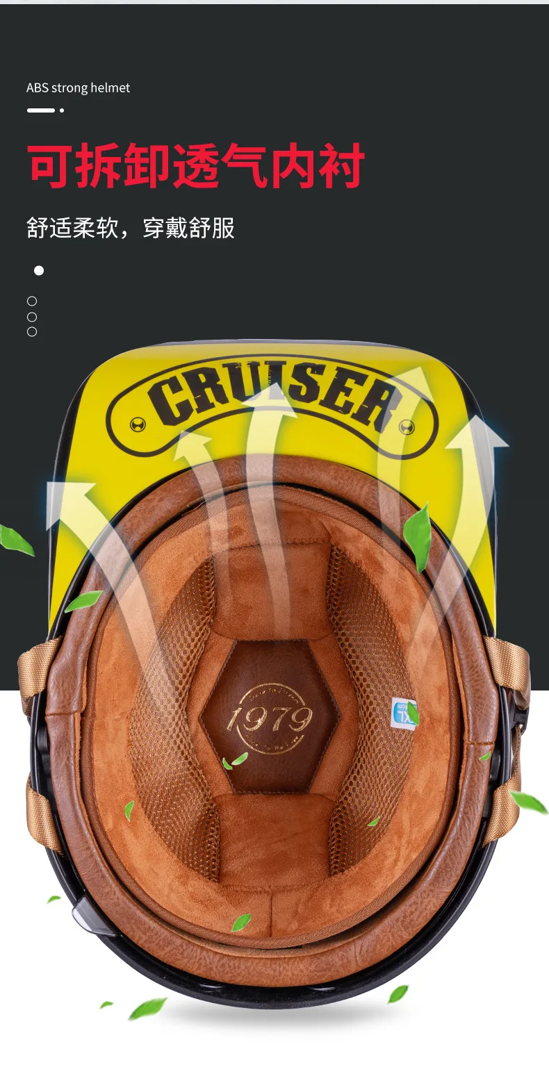 V Retro Halb Roller Helm Baseball Kappe Sicherheit für Motorrad Harley Vintage Elektrische Radfahren Motorrad Klassische Mode Helme – Detail 9
