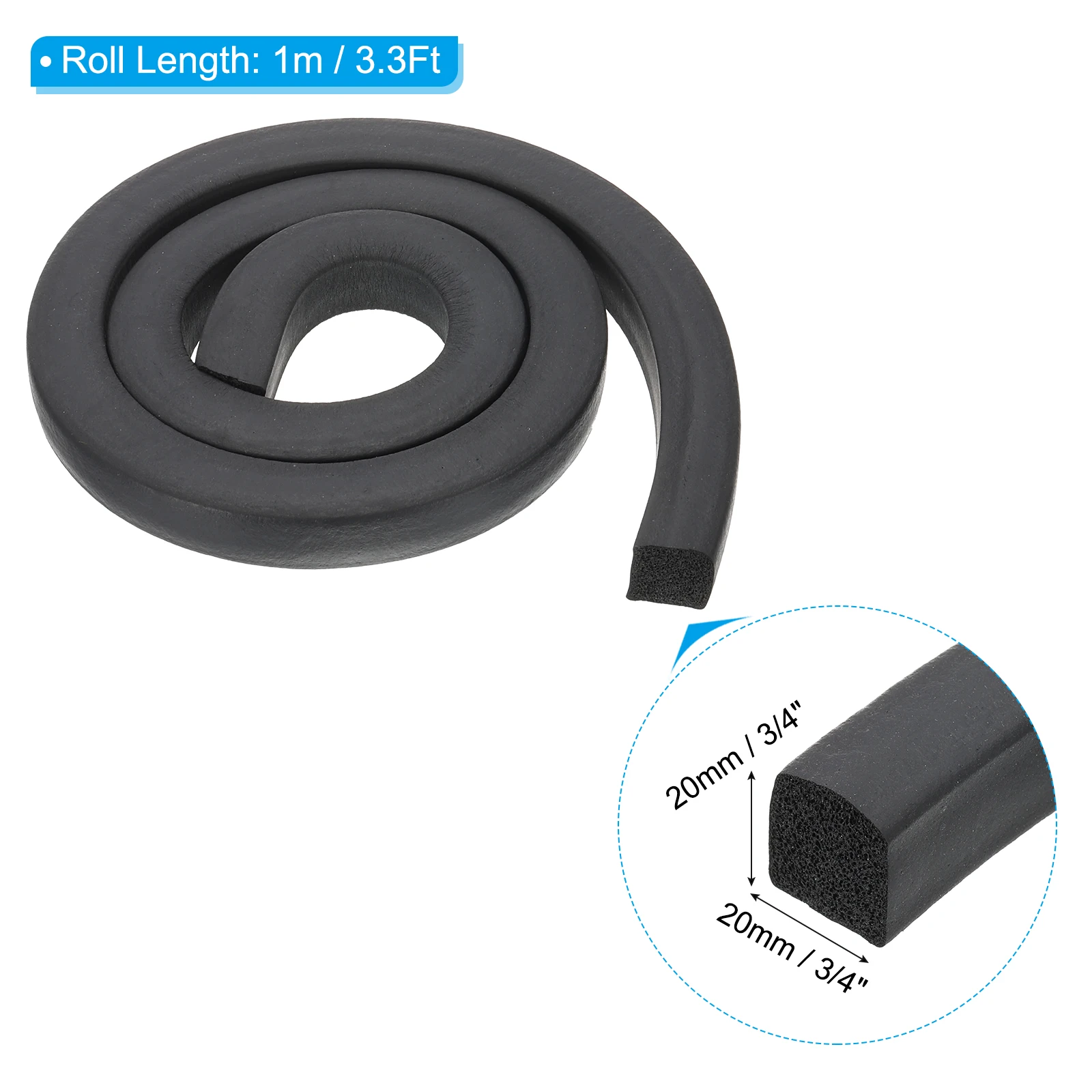 1/3M EPDM Weather Stripping Door Seal Soundproof Rubber Foam Seal Strip for DIY Gasket Sealing Door Window Insulation Black