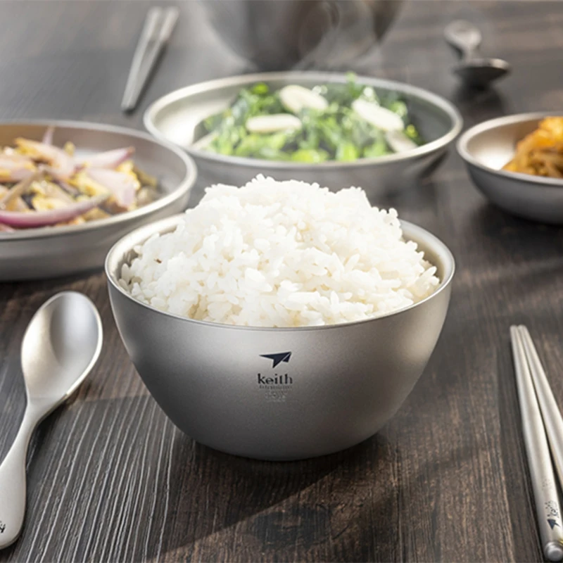 

Набор детской посуды для кемпинга Keith Titanium - двухслойная миска с защитой от ожогов, 250 мл, ланч-бокс, столовые приборы для пикника на открытом воздухе Ti5352